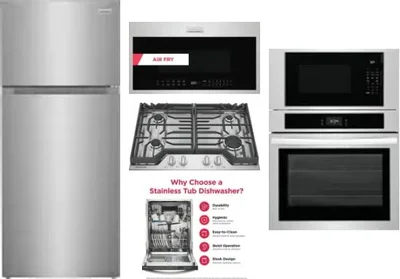 5 Piece Package Includes Refrigerator, Cooktop, Wall Oven, Microwave And Dishwasher