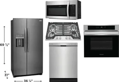 5 Piece Package Includes Refrigerator, Cooktop, Wall Oven, Microwave And Dishwasher