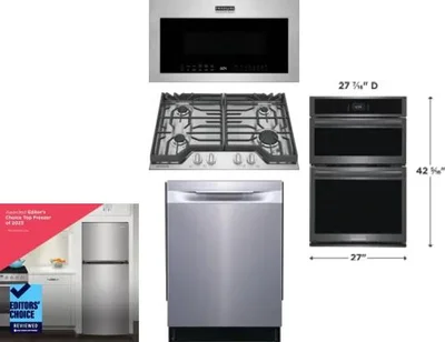 5 Piece Package Includes Refrigerator, Cooktop, Wall Oven, Microwave And Dishwasher