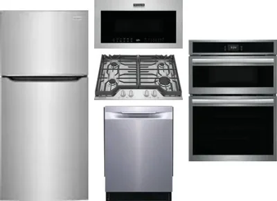 5 Piece Package Includes Refrigerator, Cooktop, Wall Oven, Microwave And Dishwasher