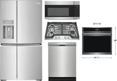 5 Piece Package Includes Refrigerator, Cooktop, Wall Oven, Microwave And Dishwasher