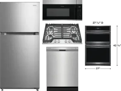 5 Piece Package Includes Refrigerator, Cooktop, Wall Oven, Microwave And Dishwasher