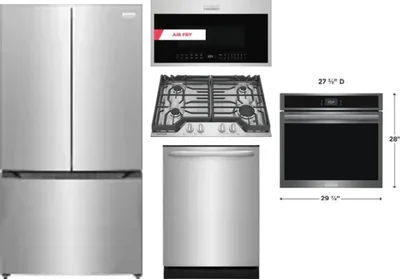 5 Piece Package Includes Refrigerator, Cooktop, Wall Oven, Microwave And Dishwasher
