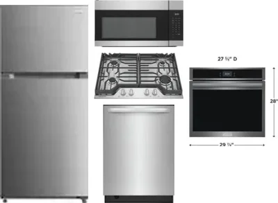 5 Piece Package Includes Refrigerator, Cooktop, Wall Oven, Microwave And Dishwasher