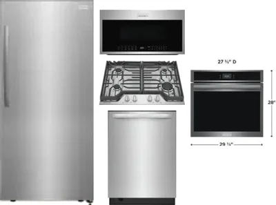 5 Piece Package Includes Refrigerator, Cooktop, Wall Oven, Microwave And Dishwasher