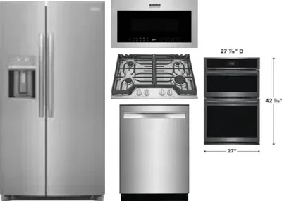5 Piece Package Includes Refrigerator, Cooktop, Wall Oven, Microwave And Dishwasher