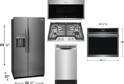 5 Piece Package Includes Refrigerator, Cooktop, Wall Oven, Microwave And Dishwasher