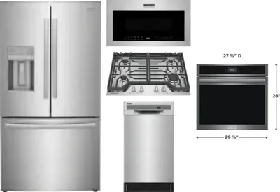 5 Piece Package Includes Refrigerator, Cooktop, Wall Oven, Microwave And Dishwasher