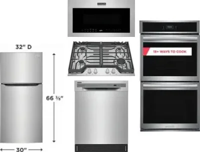 5 Piece Package Includes Refrigerator, Cooktop, Wall Oven, Microwave And Dishwasher