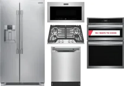 5 Piece Package Includes Refrigerator, Cooktop, Wall Oven, Microwave And Dishwasher