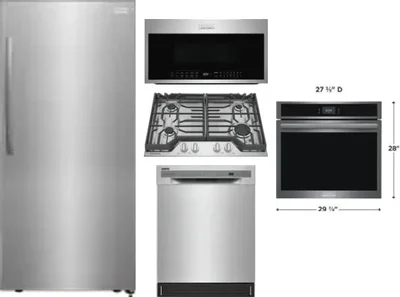 5 Piece Package Includes Refrigerator, Cooktop, Wall Oven, Microwave And Dishwasher
