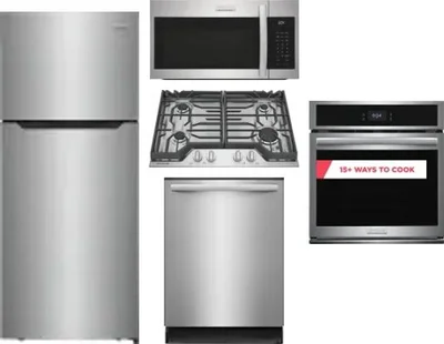 5 Piece Package Includes Refrigerator, Cooktop, Wall Oven, Microwave And Dishwasher