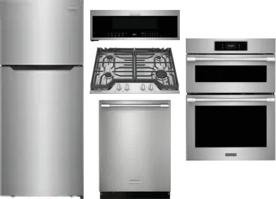 5 Piece Package Includes Refrigerator, Cooktop, Wall Oven, Microwave And Dishwasher