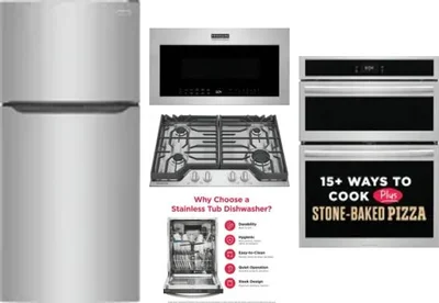 5 Piece Package Includes Refrigerator, Cooktop, Wall Oven, Microwave And Dishwasher