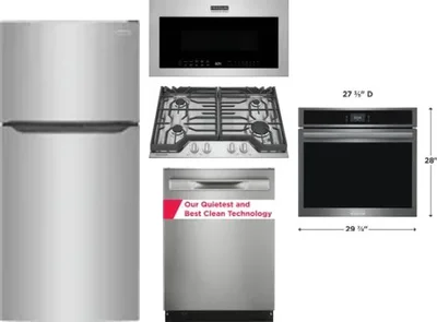 5 Piece Package Includes Refrigerator, Cooktop, Wall Oven, Microwave And Dishwasher
