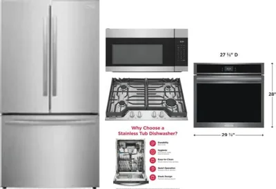 5 Piece Package Includes Refrigerator, Cooktop, Wall Oven, Microwave And Dishwasher