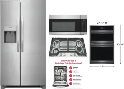 5 Piece Package Includes Refrigerator, Cooktop, Wall Oven, Microwave And Dishwasher