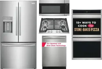 5 Piece Package Includes Refrigerator, Cooktop, Wall Oven, Microwave And Dishwasher
