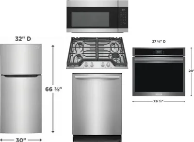 5 Piece Package Includes Refrigerator, Cooktop, Wall Oven, Microwave And Dishwasher