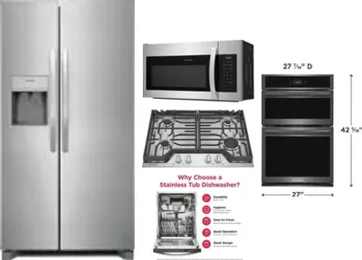 5 Piece Package Includes Refrigerator, Cooktop, Wall Oven, Microwave And Dishwasher