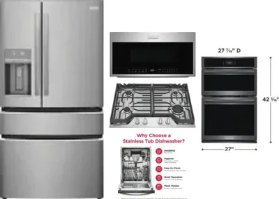 5 Piece Package Includes Refrigerator, Cooktop, Wall Oven, Microwave And Dishwasher