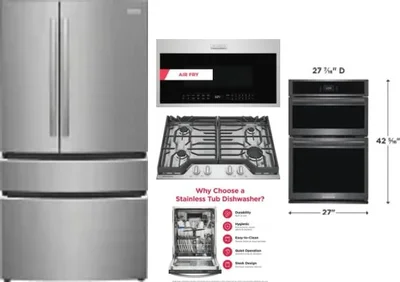 5 Piece Package Includes Refrigerator, Cooktop, Wall Oven, Microwave And Dishwasher