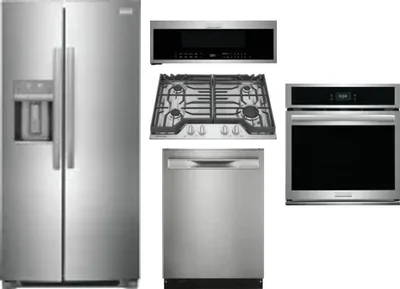 5 Piece Package Includes Refrigerator, Cooktop, Wall Oven, Microwave And Dishwasher