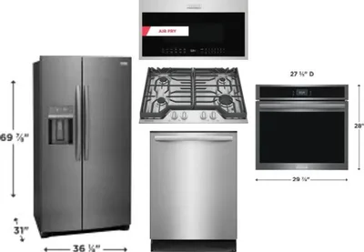 5 Piece Package Includes Refrigerator, Cooktop, Wall Oven, Microwave And Dishwasher