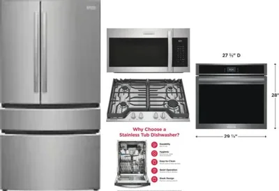 5 Piece Package Includes Refrigerator, Cooktop, Wall Oven, Microwave And Dishwasher
