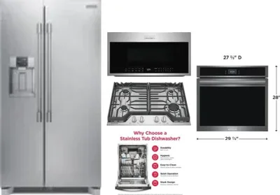 5 Piece Package Includes Refrigerator, Cooktop, Wall Oven, Microwave And Dishwasher