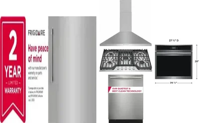 6 Piece Package Includes Refrigerator, Freezer, Cooktop, Wall Oven, Hood And Dishwasher
