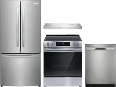 4 Piece Package Includes Refrigerator, Range, Hood And Dishwasher