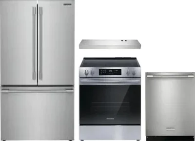 4 Piece Package Includes Refrigerator, Range, Hood And Dishwasher