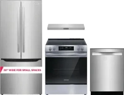 4 Piece Package Includes Refrigerator, Range, Hood And Dishwasher