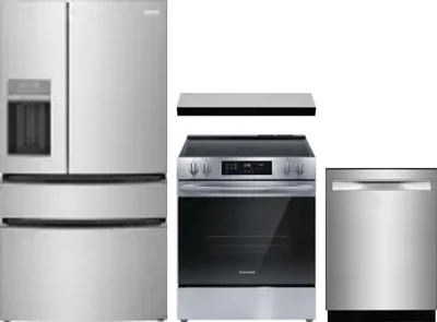 4 Piece Package Includes Refrigerator, Range, Hood And Dishwasher