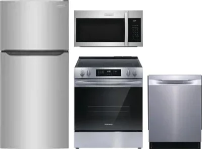 4 Piece Package Includes Refrigerator, Range, Microwave And Dishwasher