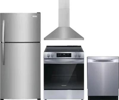 4 Piece Package Includes Refrigerator, Range, Hood And Dishwasher