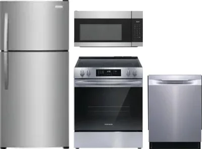 4 Piece Package Includes Refrigerator, Range, Microwave And Dishwasher