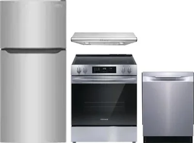 4 Piece Package Includes Refrigerator, Range, Hood And Dishwasher