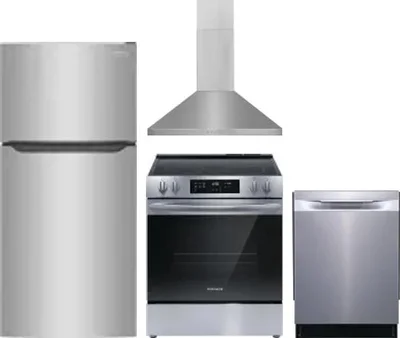 4 Piece Package Includes Refrigerator, Range, Hood And Dishwasher