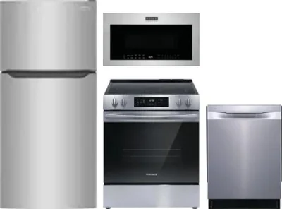 4 Piece Package Includes Refrigerator, Range, Microwave And Dishwasher