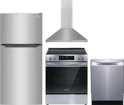 4 Piece Package Includes Refrigerator, Range, Hood And Dishwasher