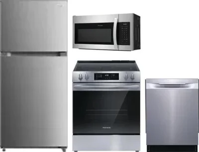 4 Piece Package Includes Refrigerator, Range, Microwave And Dishwasher