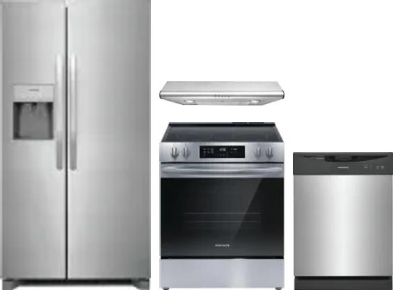 4 Piece Package Includes Refrigerator, Range, Hood And Dishwasher