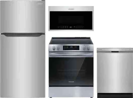 4 Piece Package Includes Refrigerator, Range, Microwave And Dishwasher