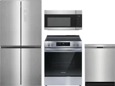 4 Piece Package Includes Refrigerator, Range, Microwave And Dishwasher