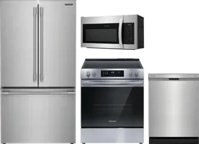 4 Piece Package Includes Refrigerator, Range, Microwave And Dishwasher