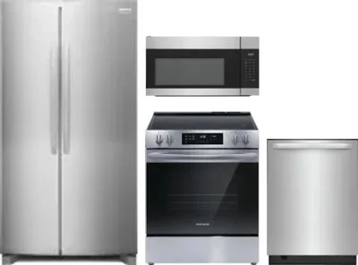 4 Piece Package Includes Refrigerator, Range, Microwave And Dishwasher