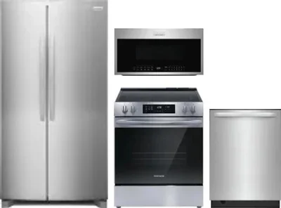 4 Piece Package Includes Refrigerator, Range, Microwave And Dishwasher