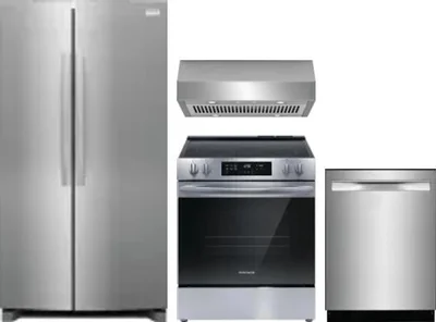 4 Piece Package Includes Refrigerator, Range, Hood And Dishwasher
